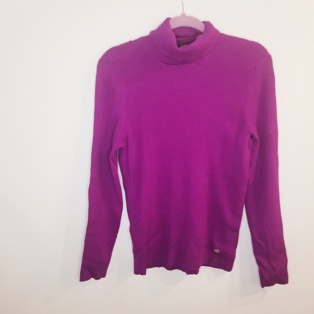LRL Womens Ribbed Turtleneck sz X- large Rasberry/Fuschia NWT